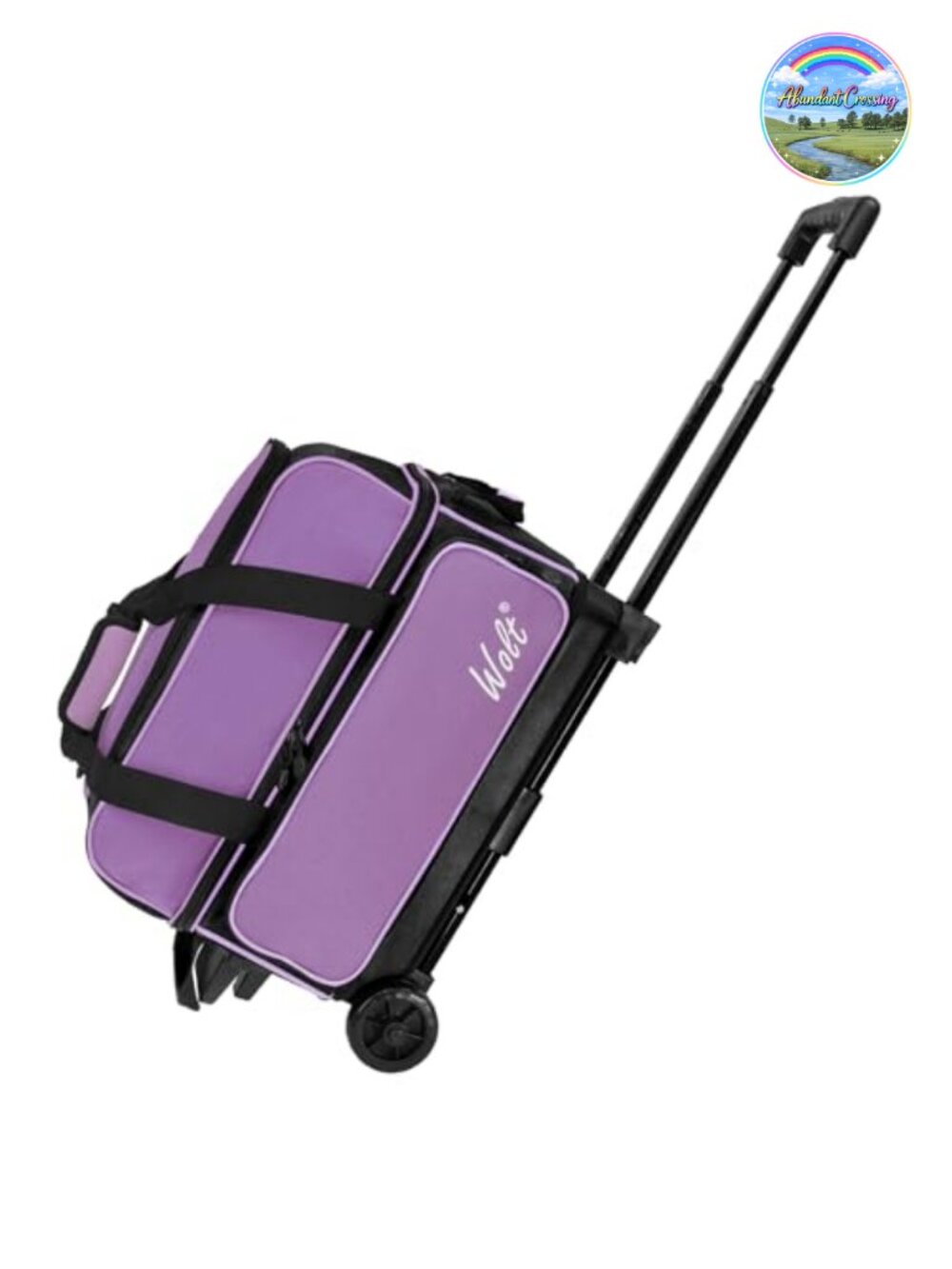 2 Ball Bowling Roller Bag with Wheels, Retractable Handle & Shoe Compartment